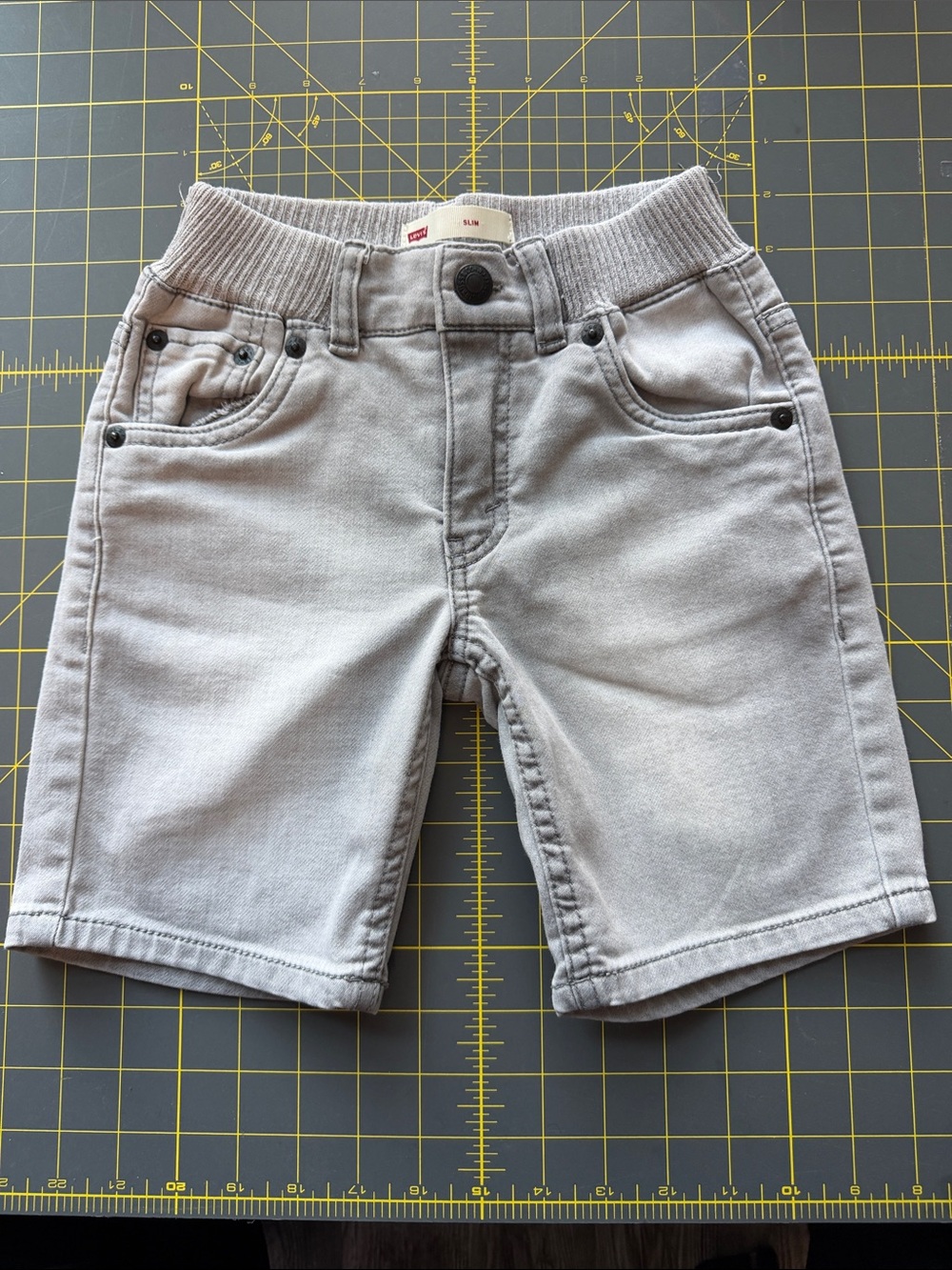 Levi's Light Gray Knit-Waist Denim Shorts